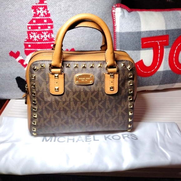 MICHAEL Michael Kors Handbags - MICHAEL KORS Satchel EUC Goldtone Hardware & Studs